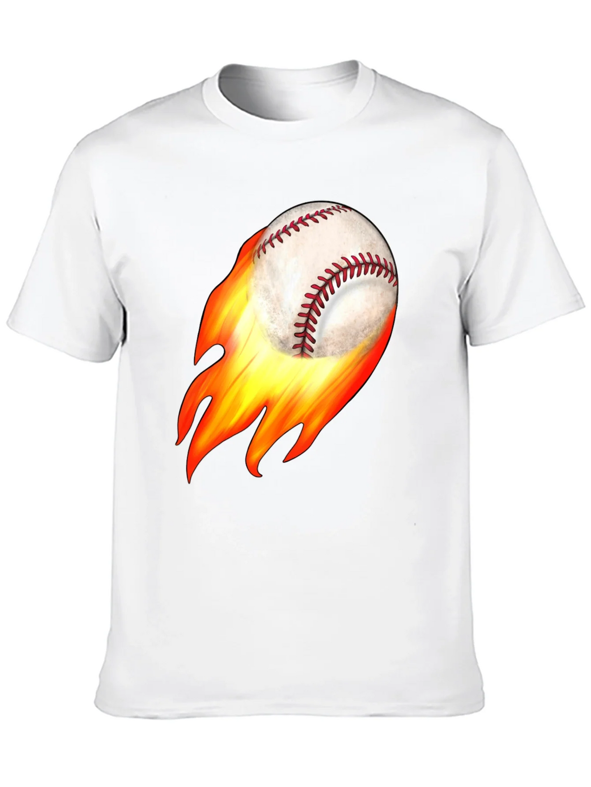 Flaming Baseball Graphic Tee - Black Cotton T-Shirt product image 9