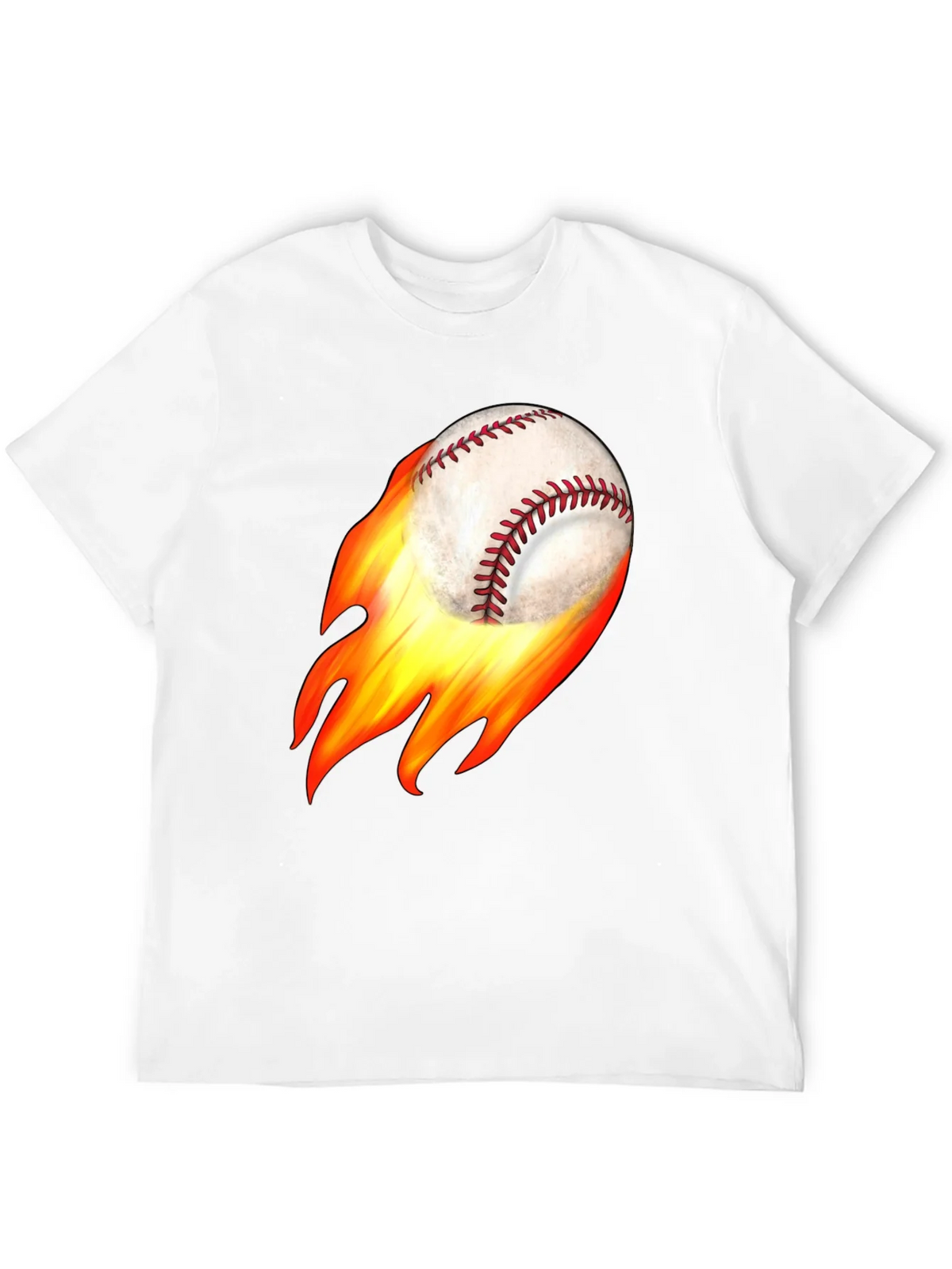 Flaming Baseball Graphic Tee - Black Cotton T-Shirt product image 11