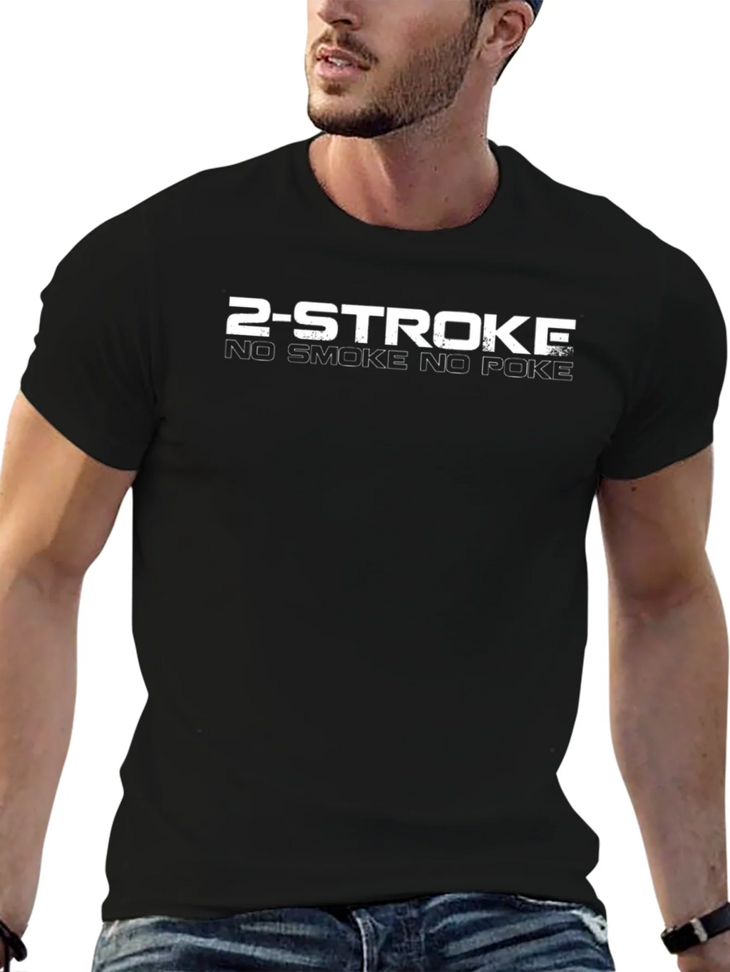 2-Stroke No Smoke No Poke Black Graphic Tee product image 6