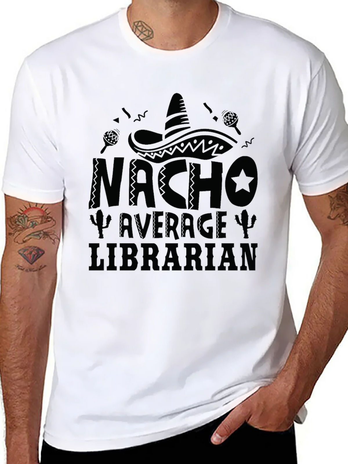 Nacho Average Librarian Black T-Shirt product image 1