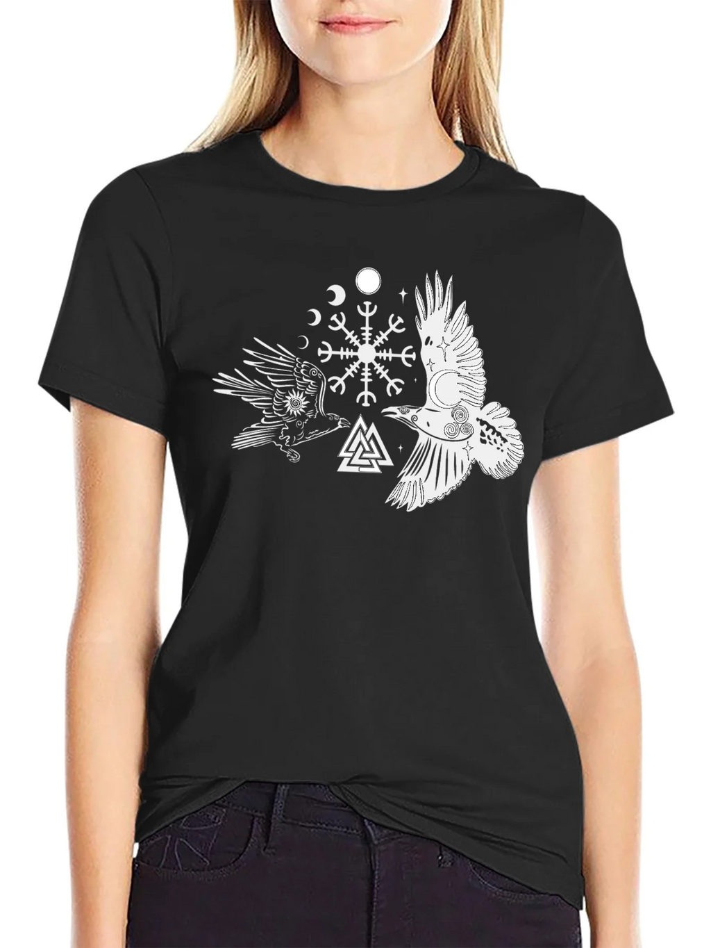 Raven & Valknut Graphic Tee - Viking Norse Pagan Shirt product image 2