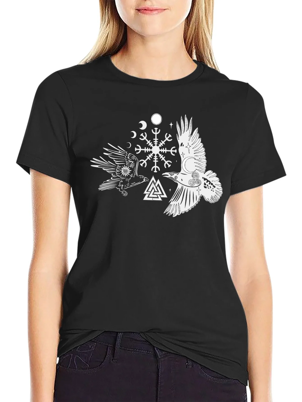 Raven & Valknut Graphic Tee - Viking Norse Pagan Shirt product image 2