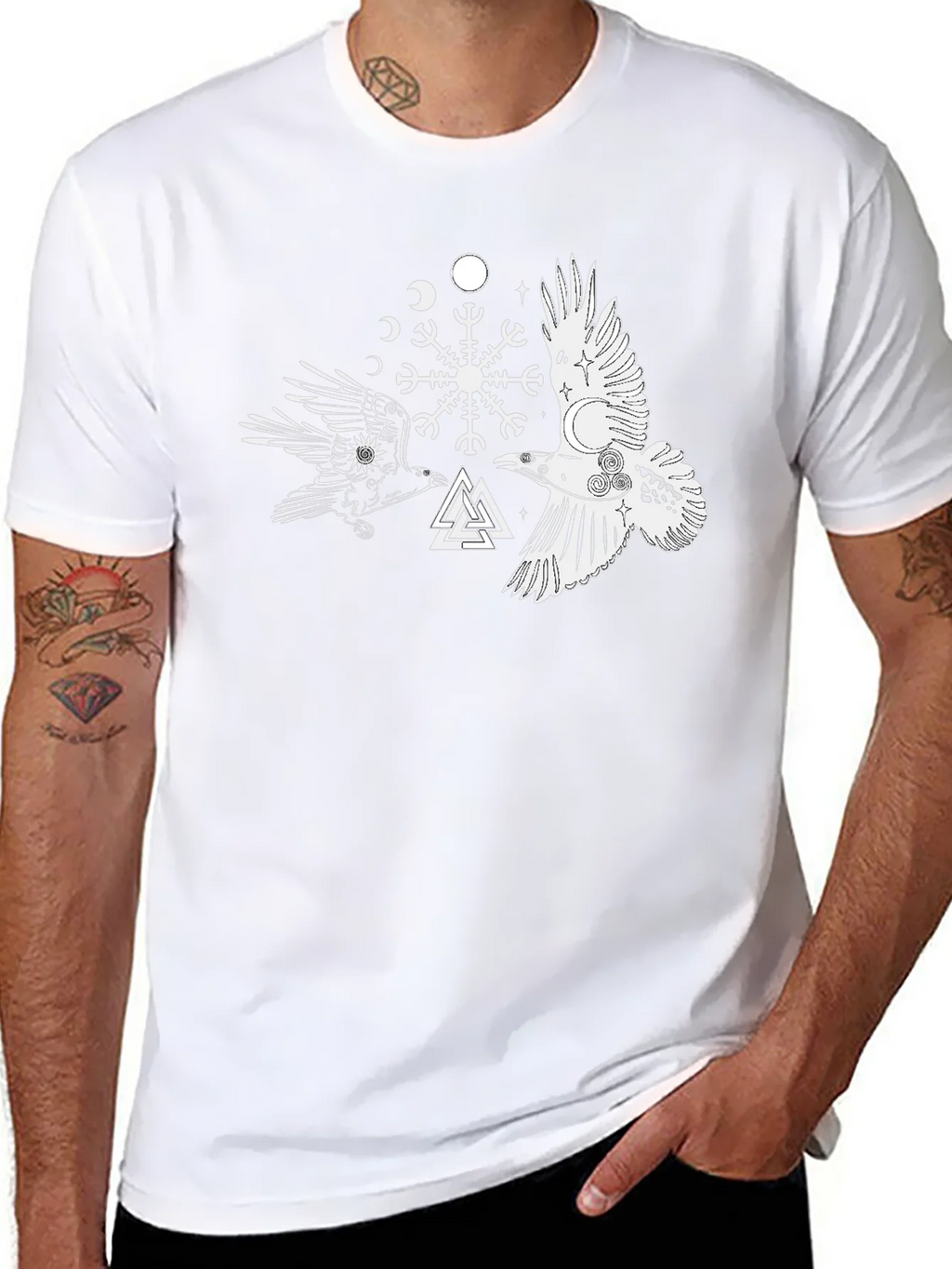 Raven & Valknut Graphic Tee - Viking Norse Pagan Shirt product image 7