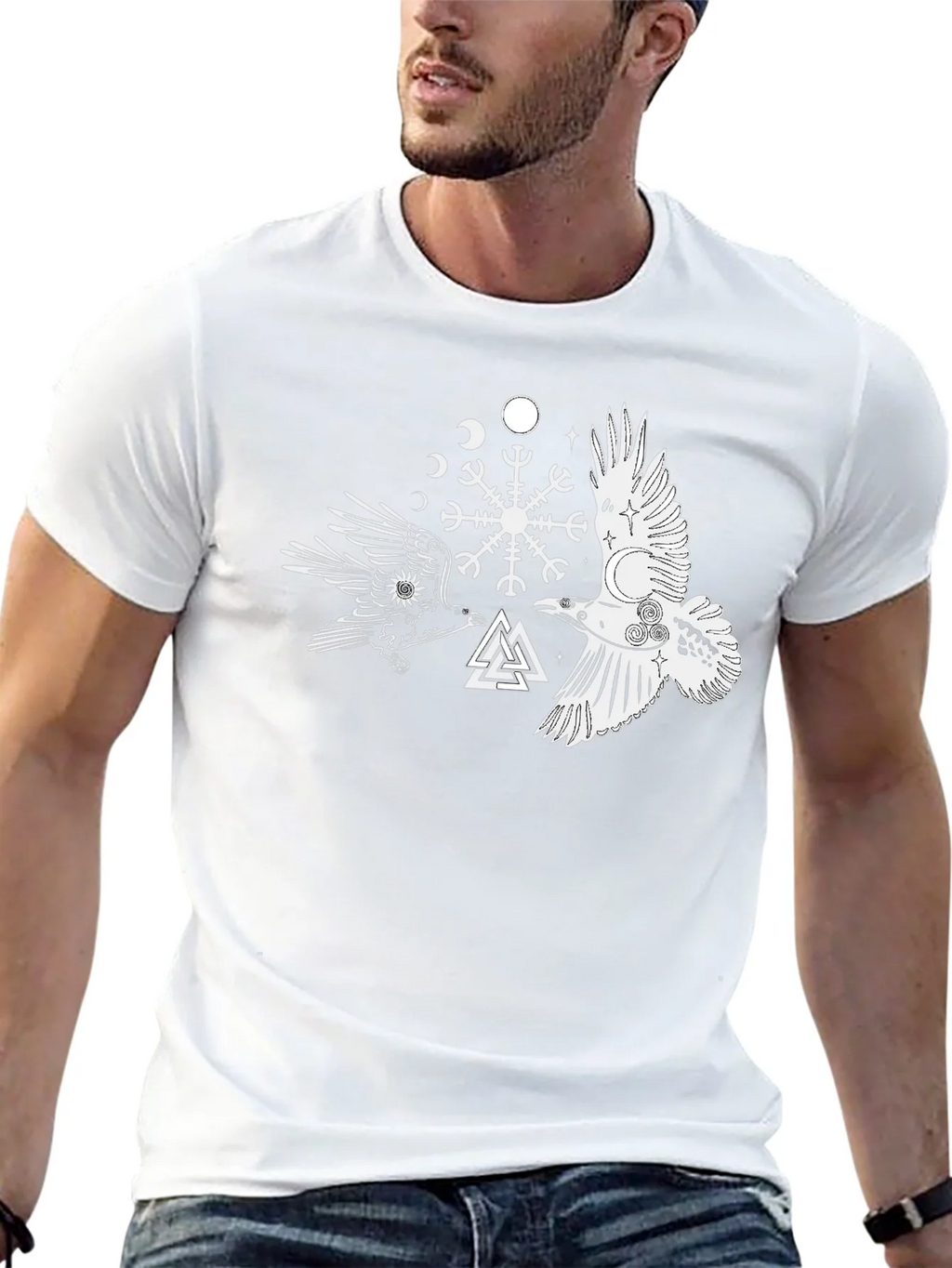Raven & Valknut Graphic Tee - Viking Norse Pagan Shirt product image 11