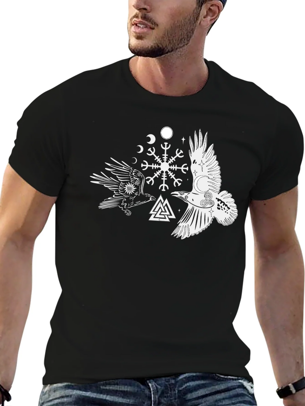 Raven & Valknut Graphic Tee - Viking Norse Pagan Shirt product image 6