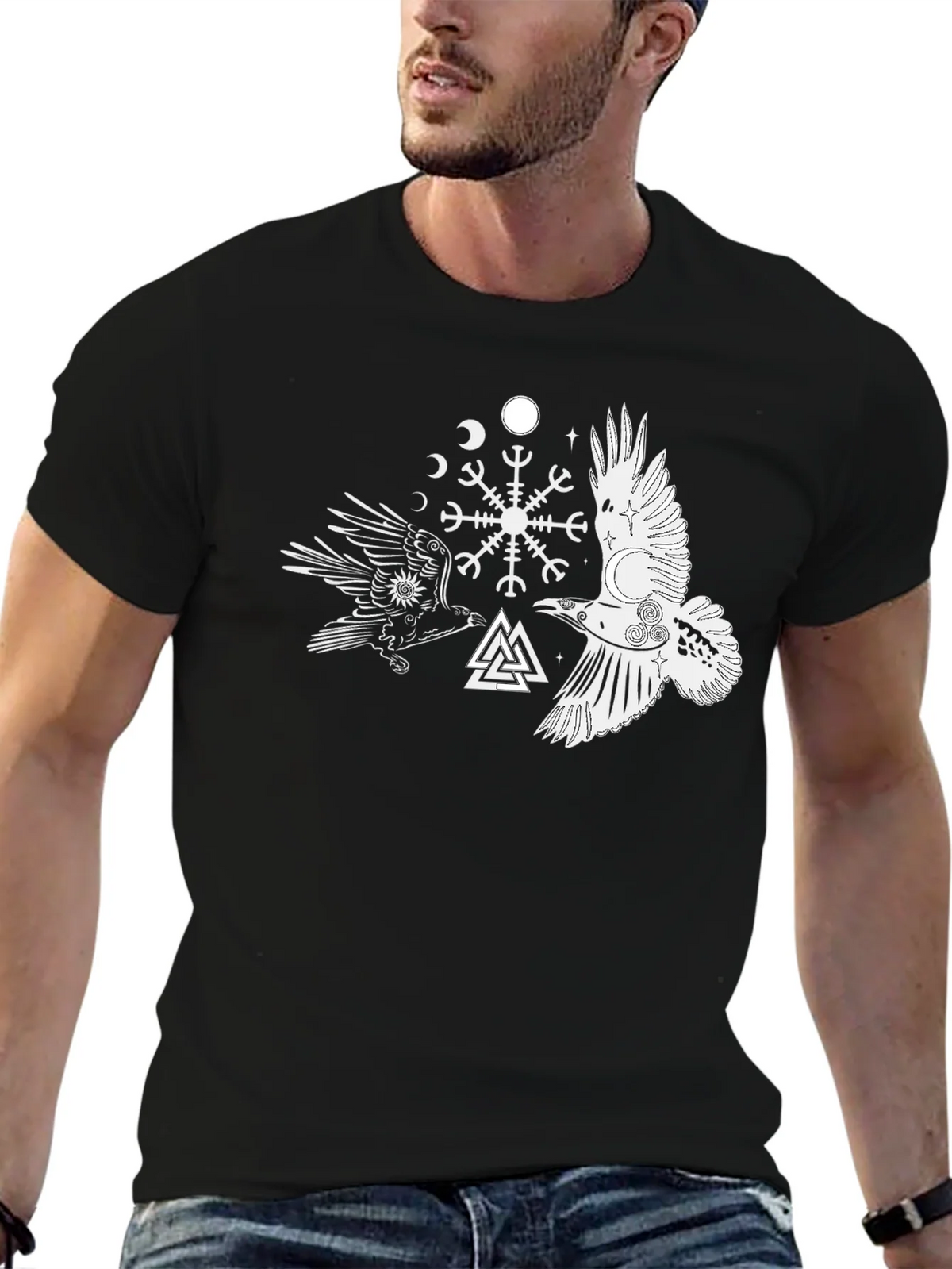 Raven & Valknut Graphic Tee - Viking Norse Pagan Shirt product image 6