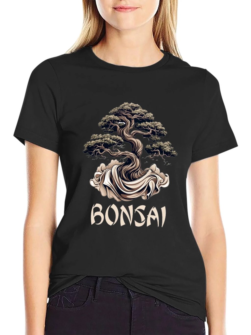 Bonsai Tree Graphic Tee - Artistic Black T-Shirt product image 2