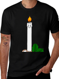 Humorous Candle Graphic Tee - Black Cotton T-Shirt product image 1