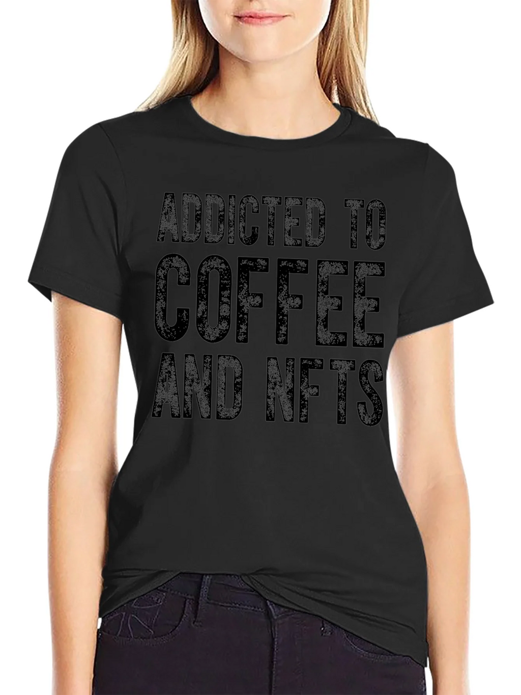 Addicted to Coffee & NFTs Black Tee product image 2