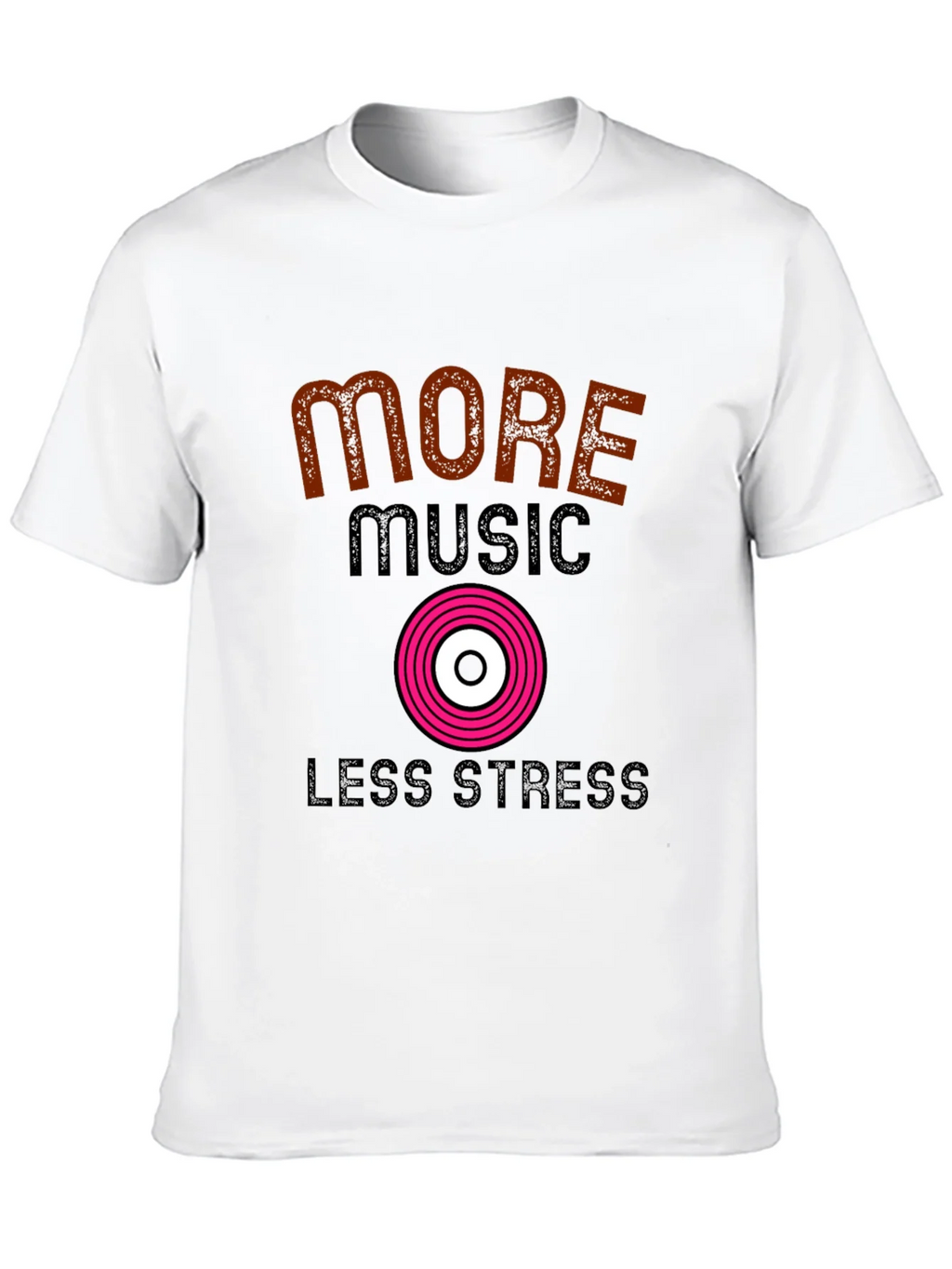 More Music Less Stress Black T-Shirt product image 9