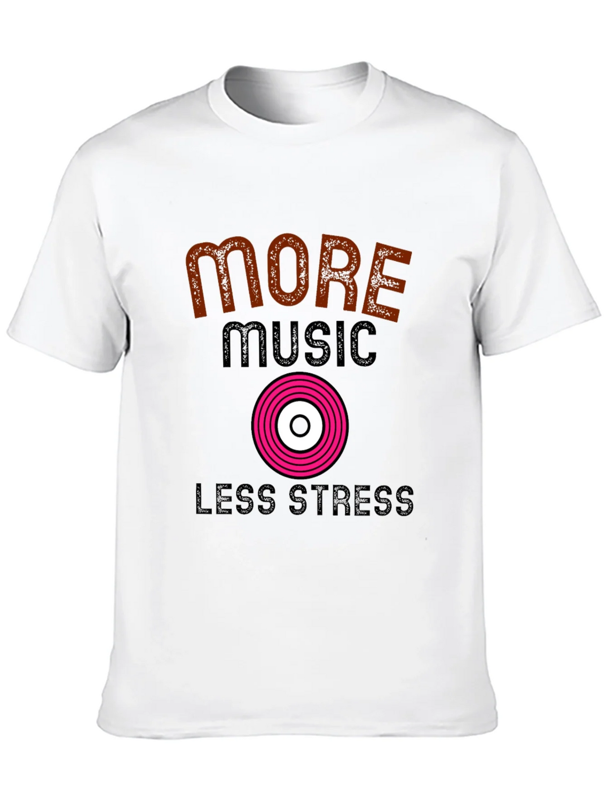 More Music Less Stress Black T-Shirt product image 9