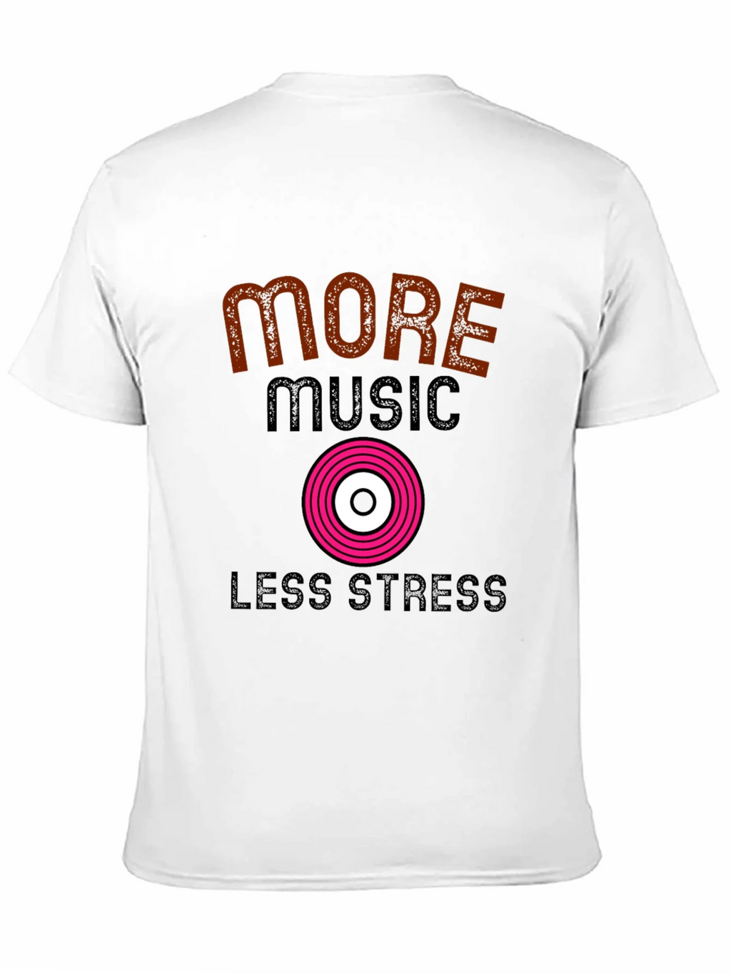 More Music Less Stress Black T-Shirt product image 10