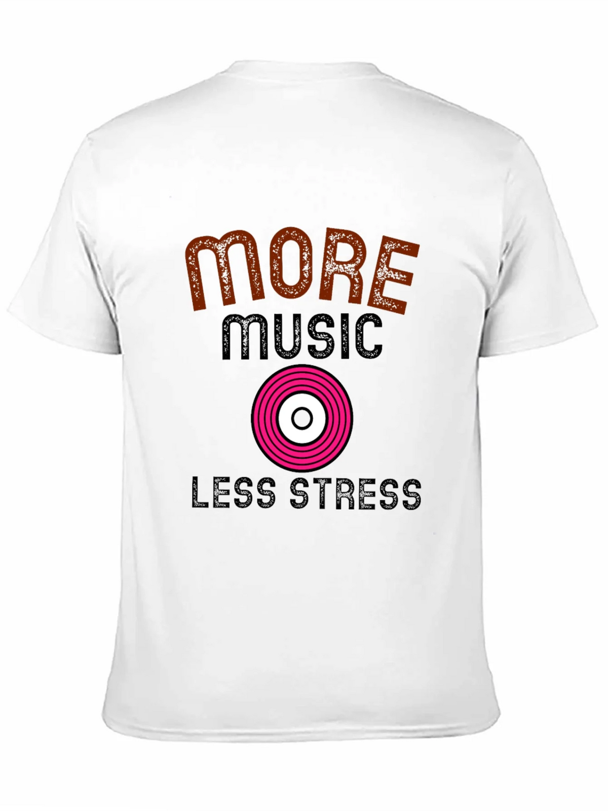 More Music Less Stress Black T-Shirt product image 10