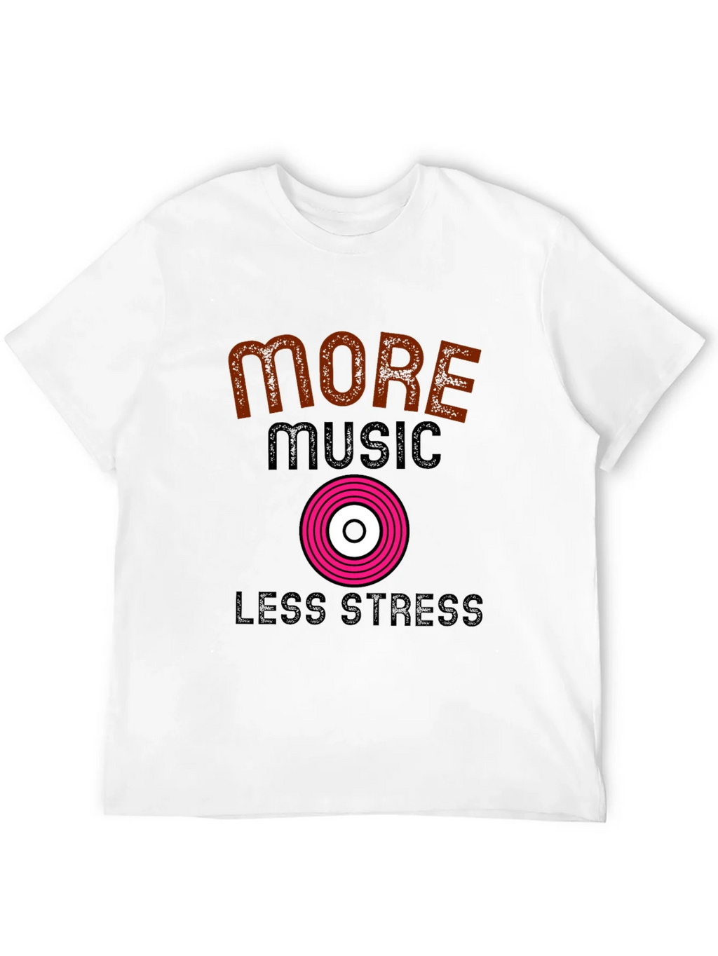 More Music Less Stress Black T-Shirt product image 11