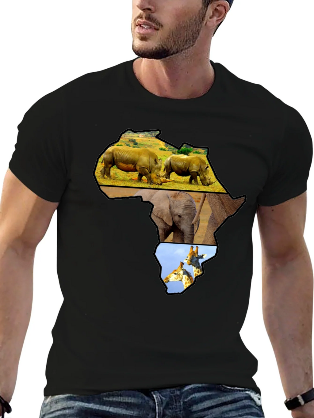 Africa Animals Graphic Tee - Black Cotton Shirt product image 6