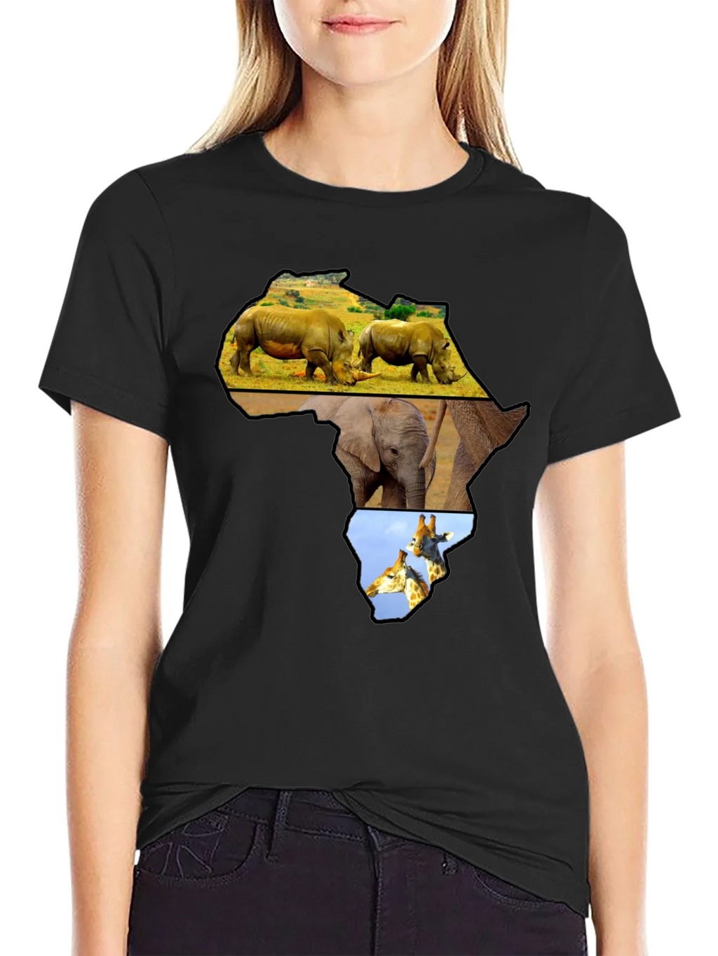 Africa Animals Graphic Tee - Black Cotton Shirt product image 2