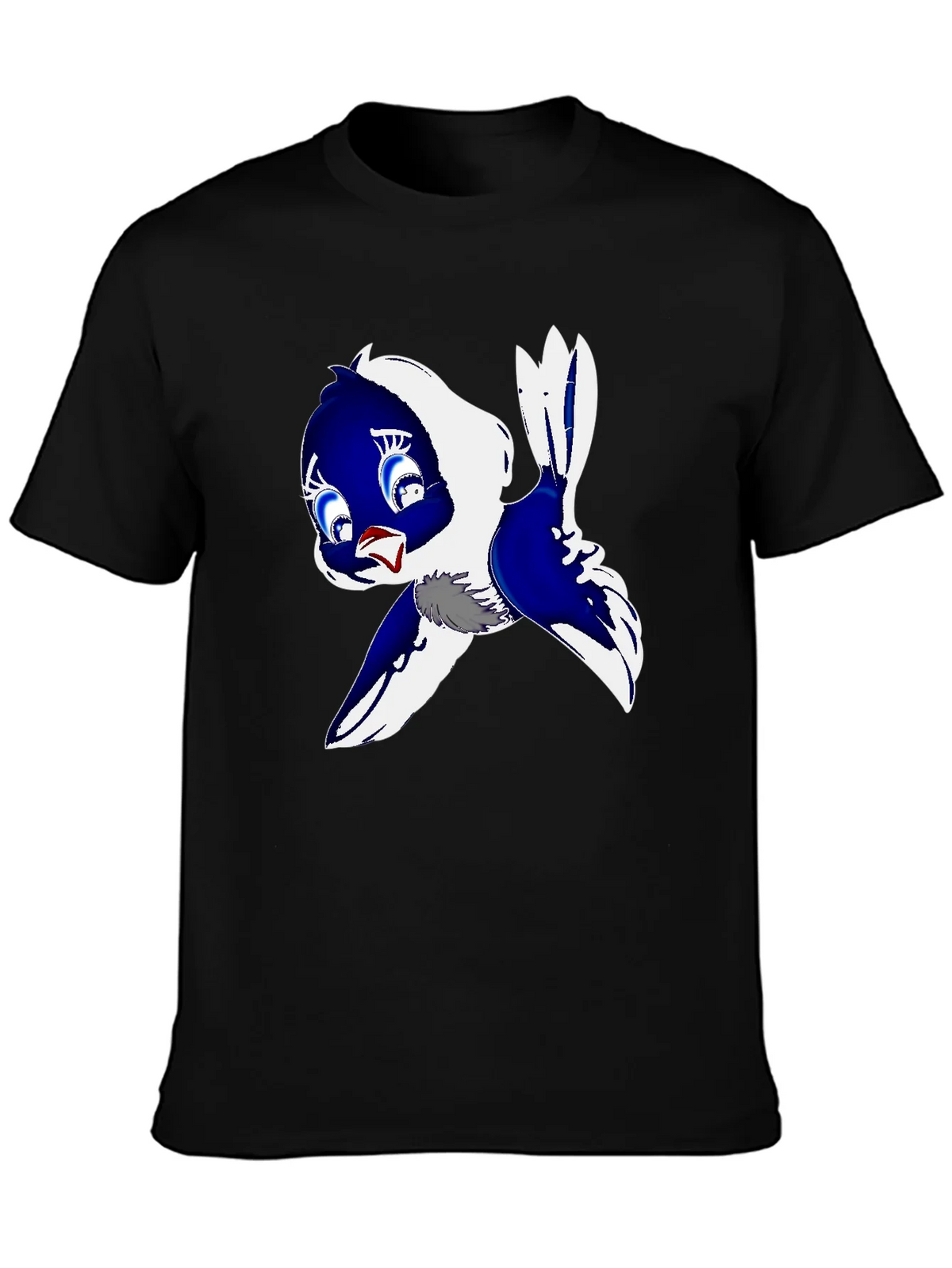 Cartoon Bird Print Black T-Shirt product image 3