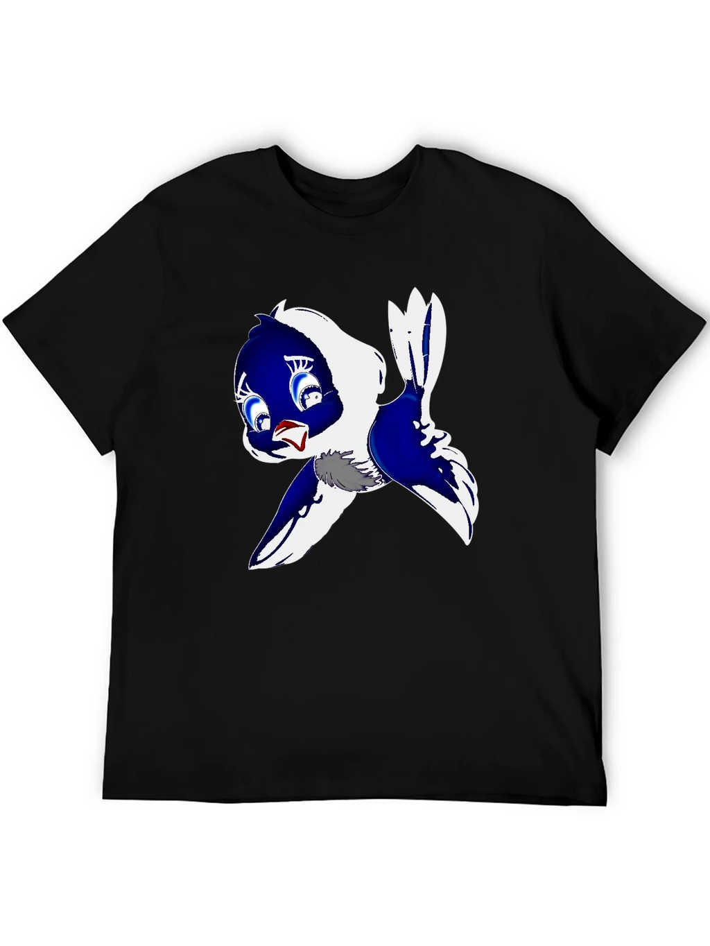 Cartoon Bird Print Black T-Shirt product image 5