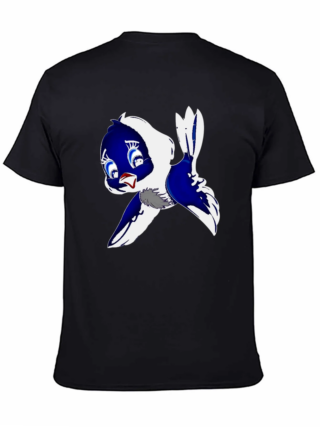 Cartoon Bird Print Black T-Shirt product image 4
