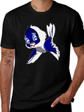 Cartoon Bird Print Black T-Shirt product image 1