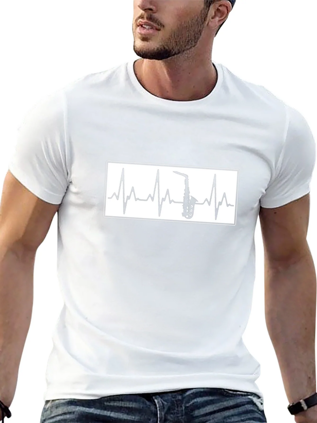 Saxophone Heartbeat Graphic T-Shirt - Black product image 12