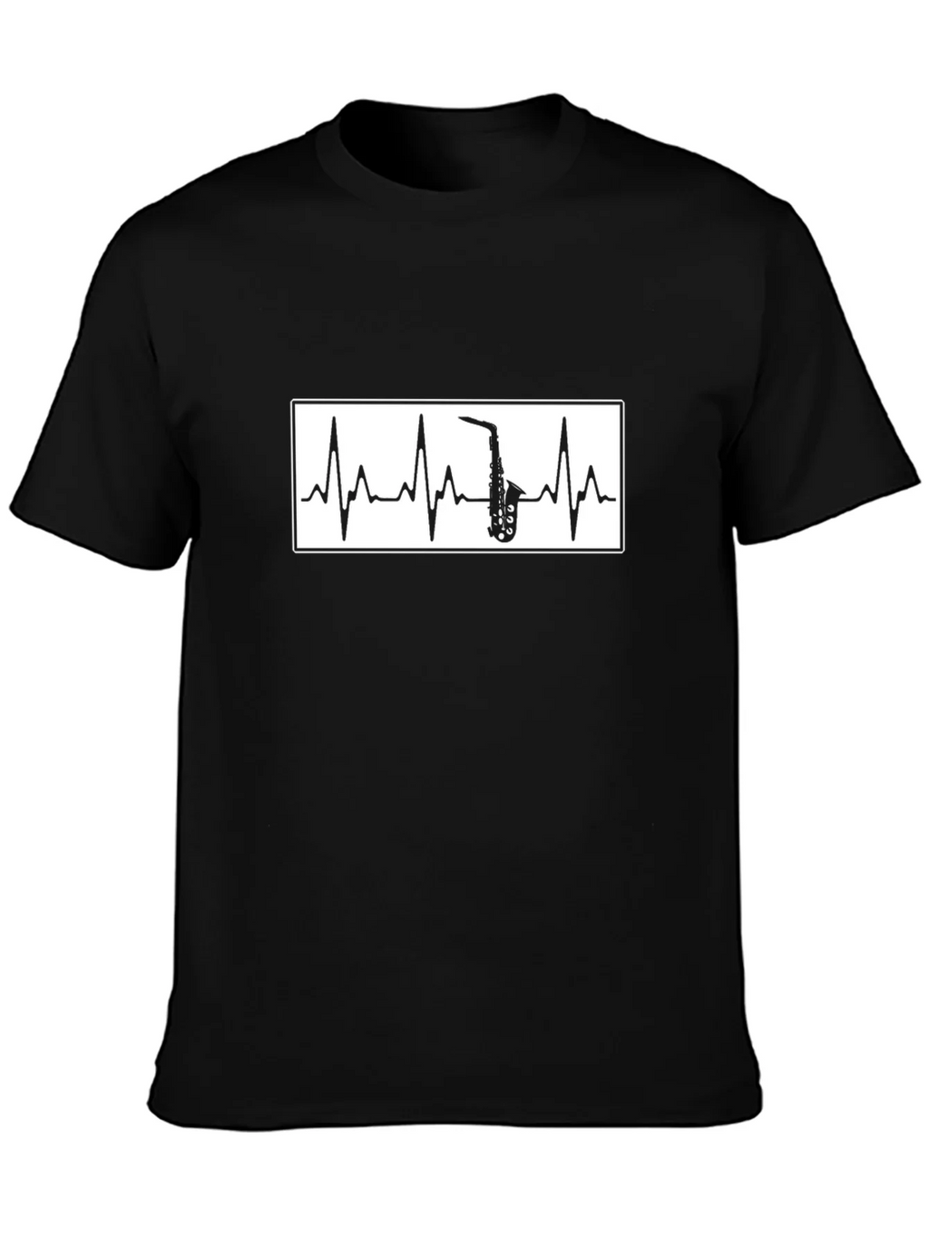 Saxophone Heartbeat Graphic T-Shirt - Black product image 3