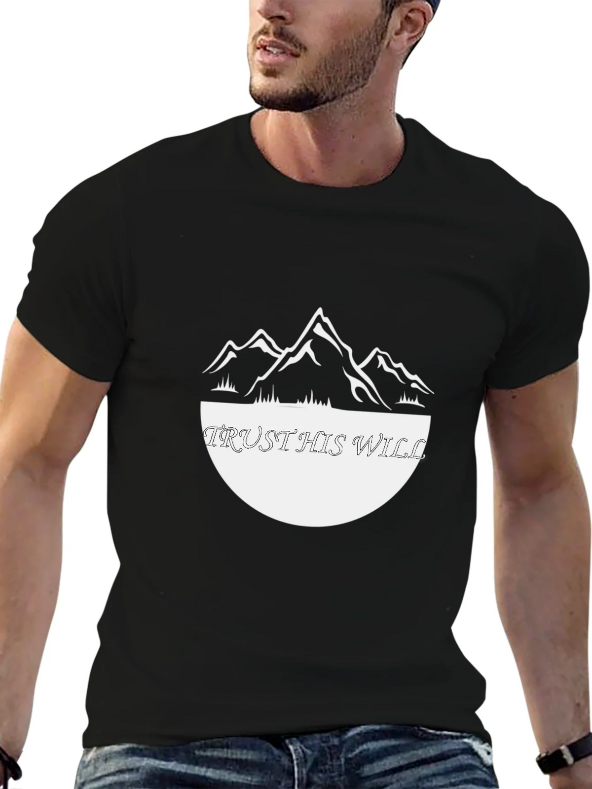 Trust His Will Graphic Tee - Black Cotton Blend Shirt product image 6