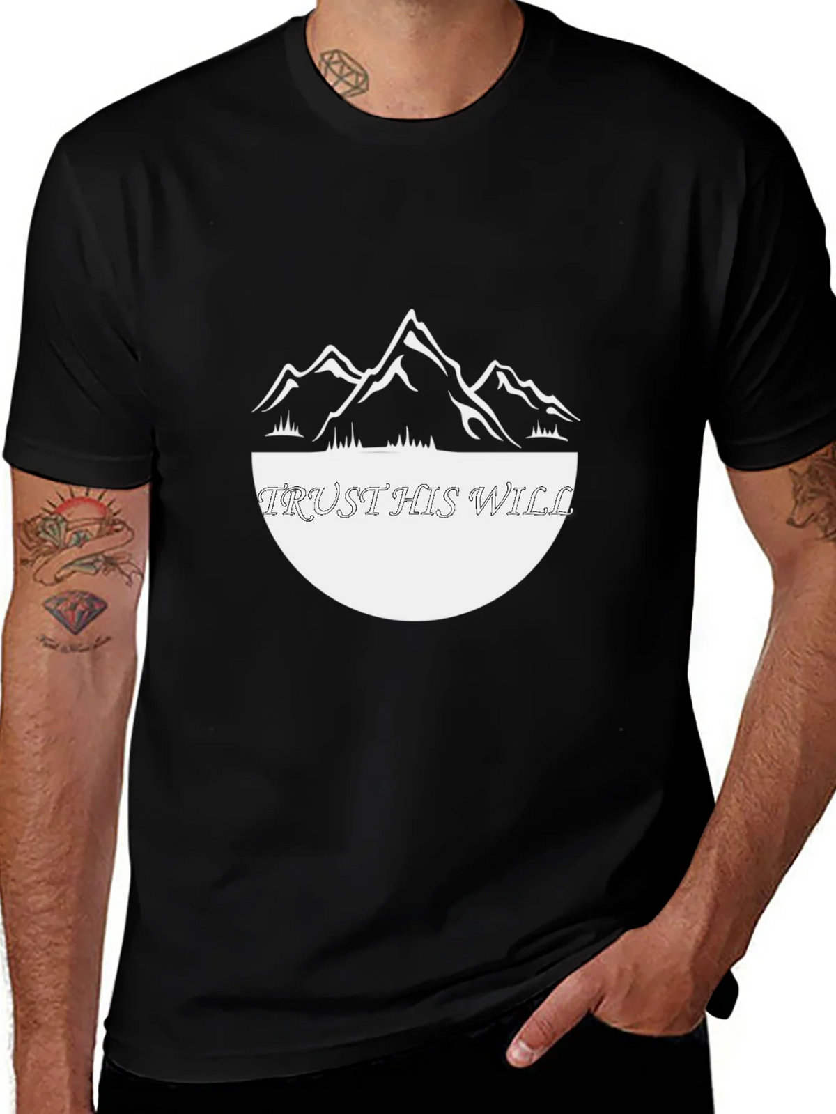 Trust His Will Graphic Tee - Black Cotton Blend Shirt product image 1