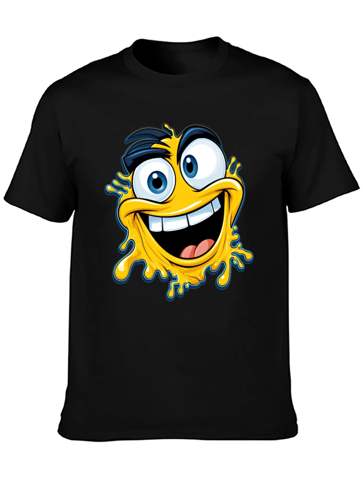 Crazy Emoji Graphic Tee - Black Cotton T-Shirt product image 3