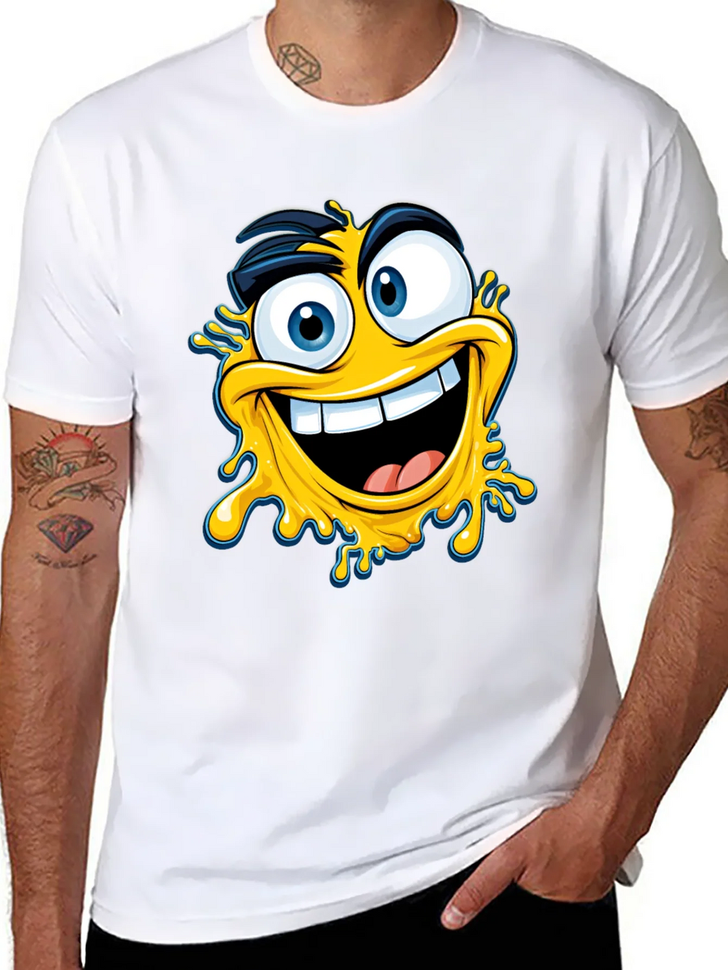 Crazy Emoji Graphic Tee - Black Cotton T-Shirt product image 7