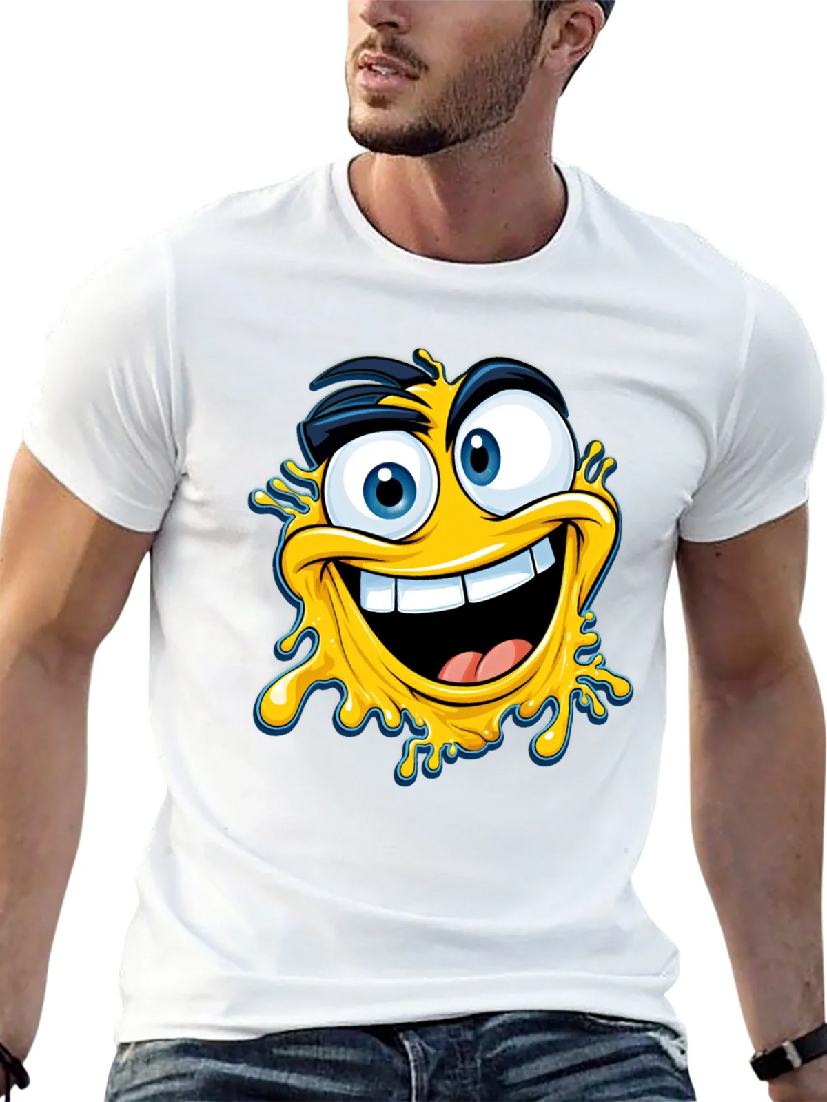 Crazy Emoji Graphic Tee - Black Cotton T-Shirt product image 12