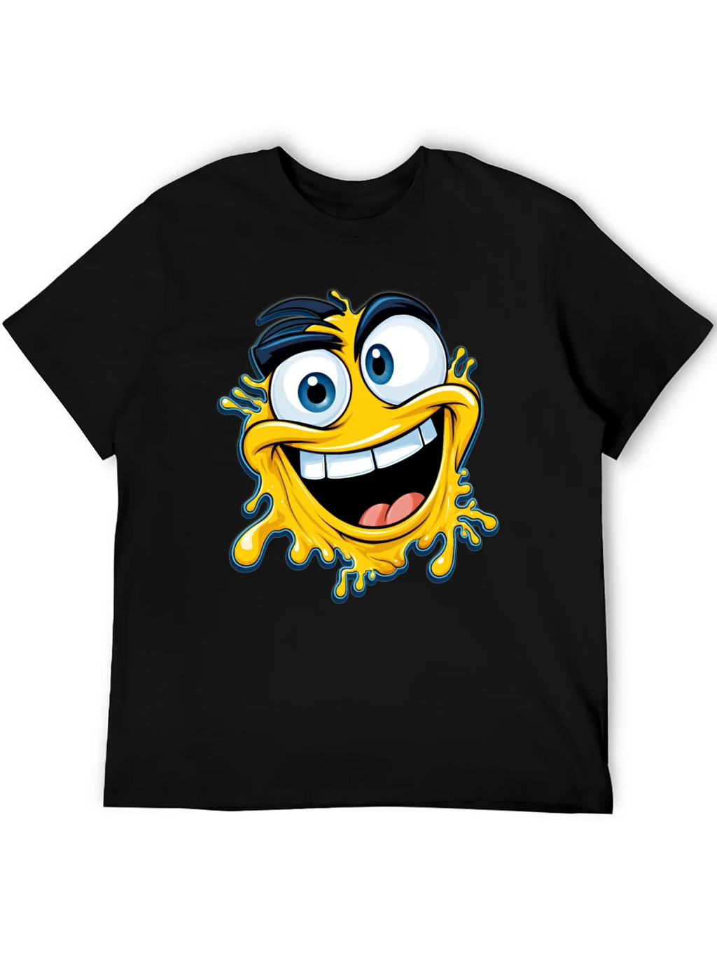Crazy Emoji Graphic Tee - Black Cotton T-Shirt product image 5