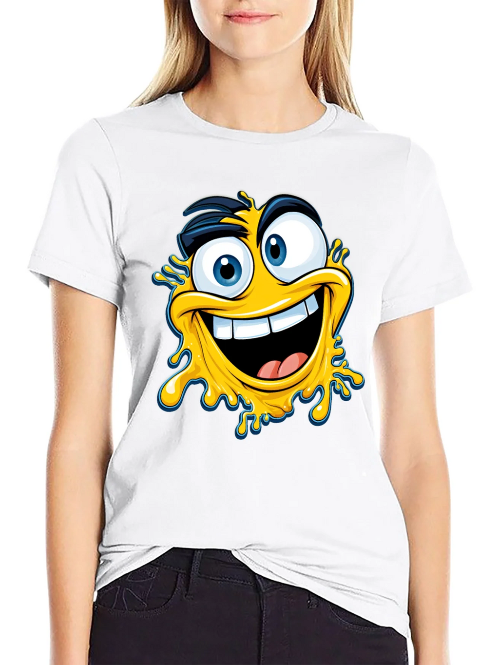 Crazy Emoji Graphic Tee - Black Cotton T-Shirt product image 8