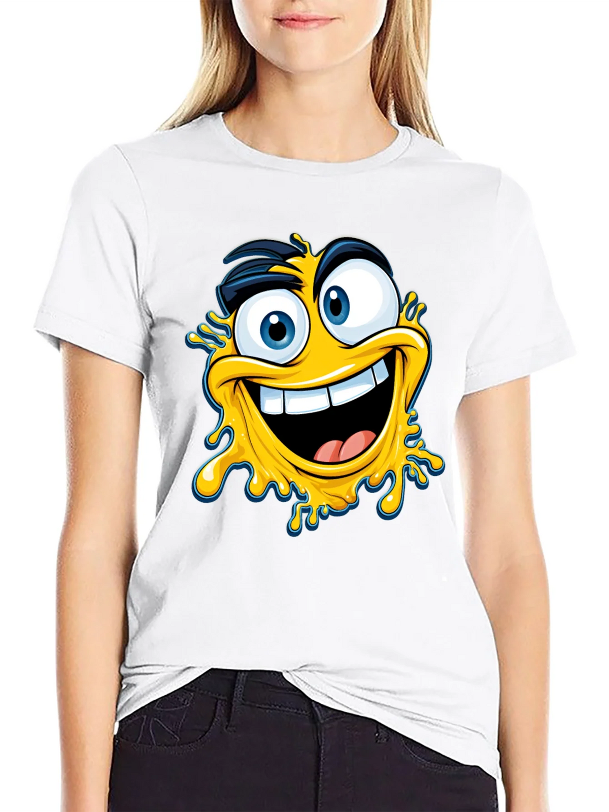Crazy Emoji Graphic Tee - Black Cotton T-Shirt product image 8