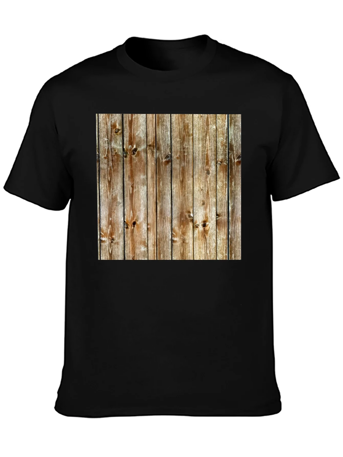 Rustic Wood Grain Print Black T-Shirt product image 3