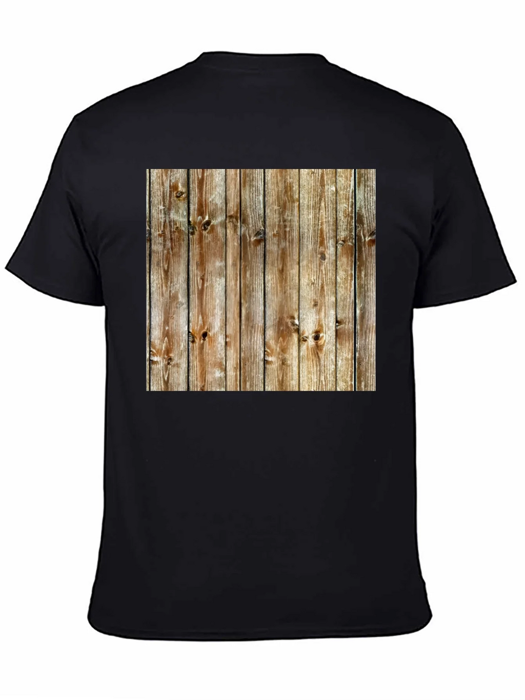 Rustic Wood Grain Print Black T-Shirt product image 4