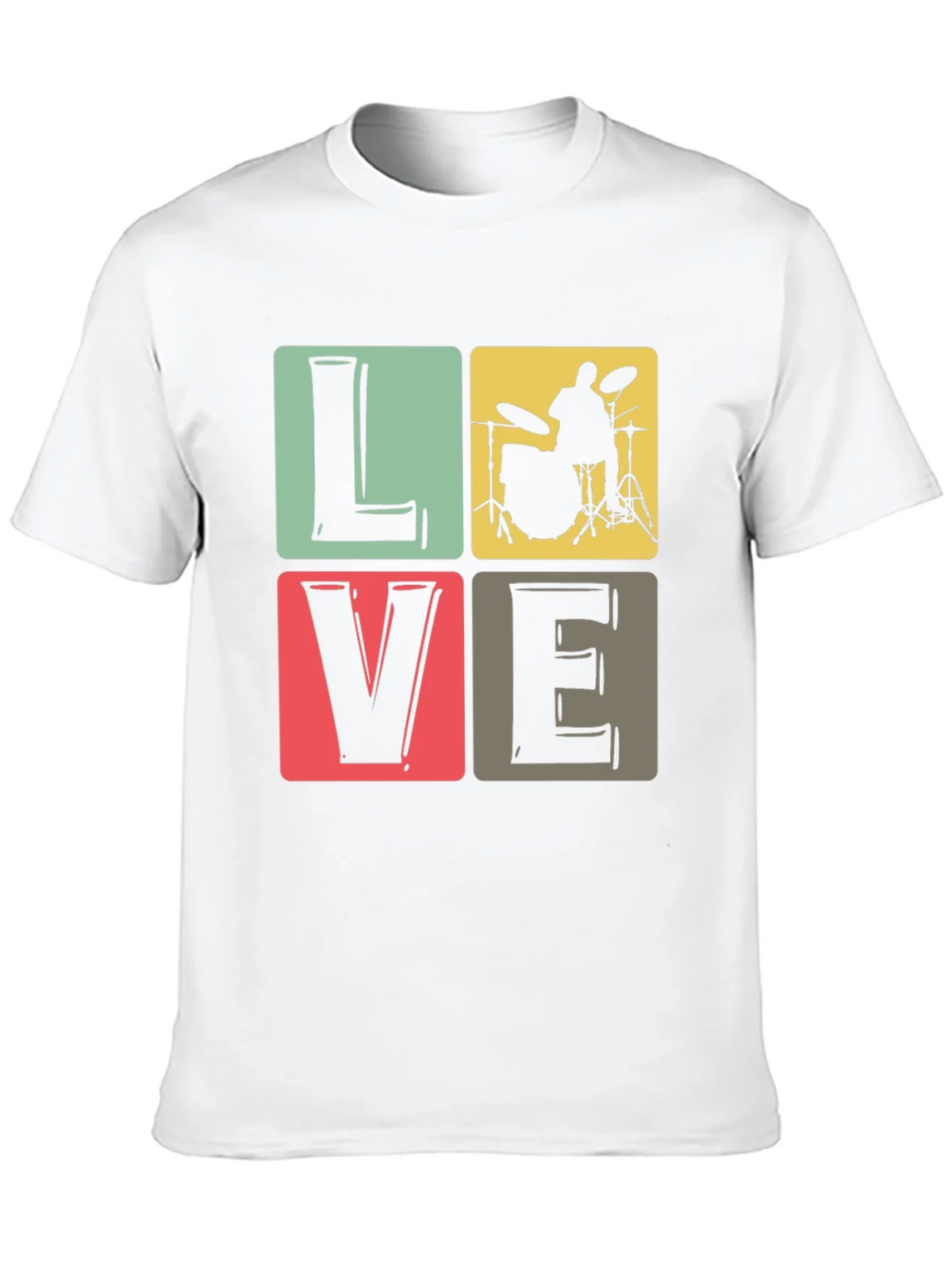 Love Music Drummer T-Shirt Black Crew Neck product image 6