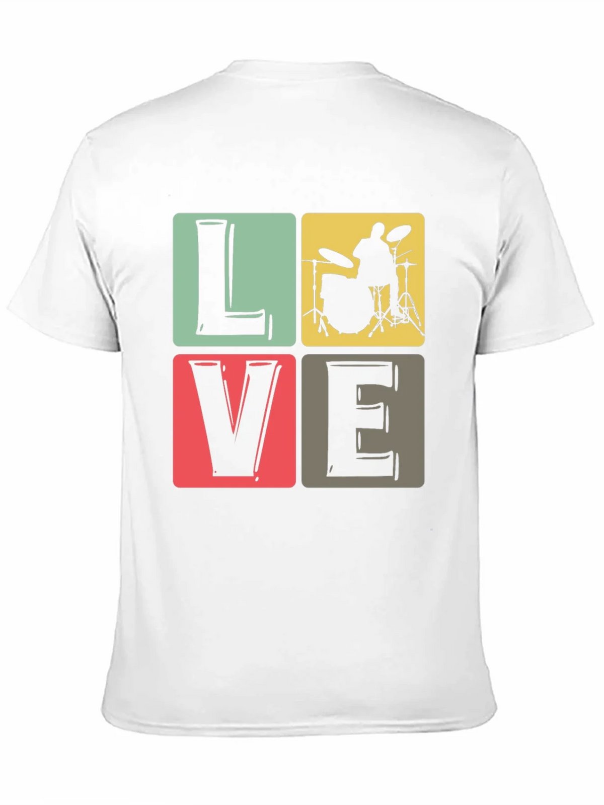 Love Music Drummer T-Shirt Black Crew Neck product image 7