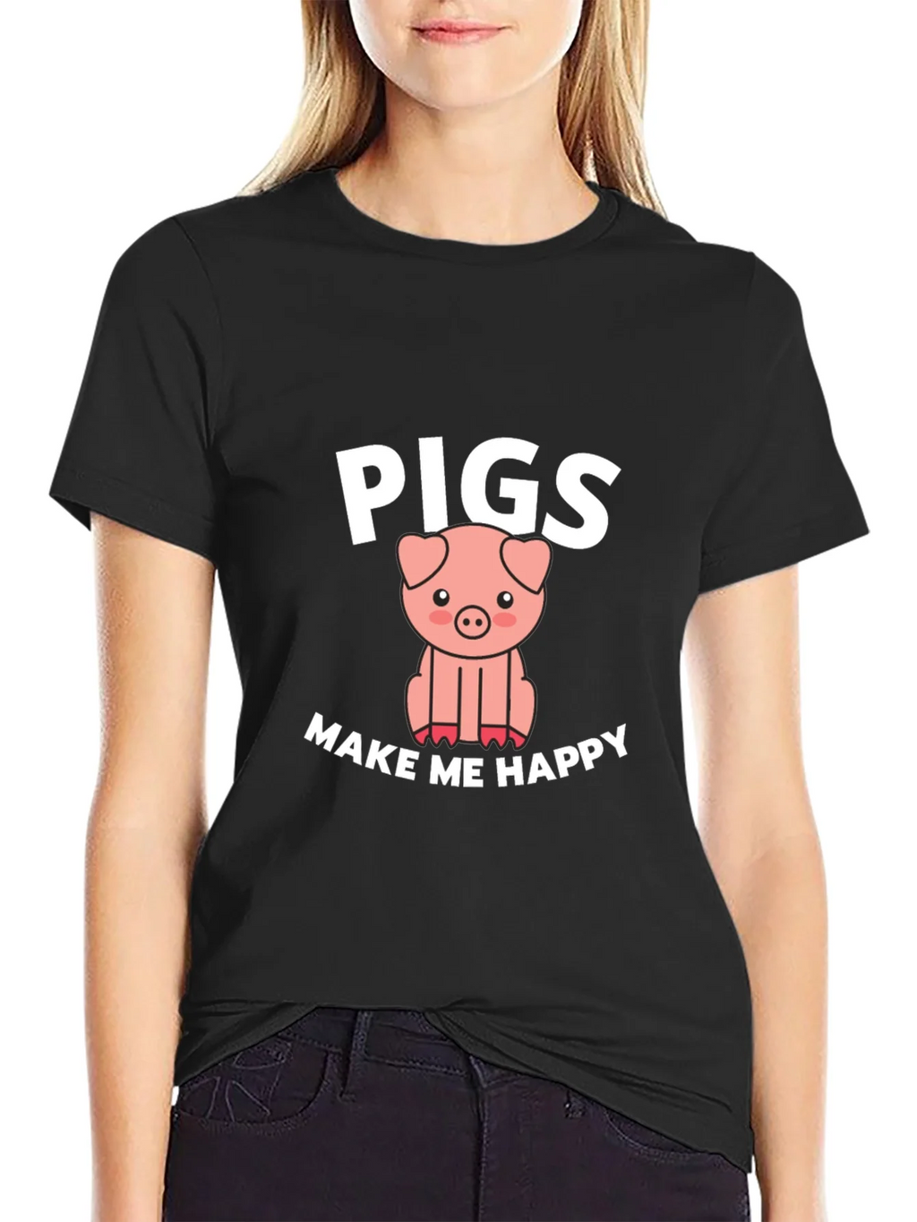 Pigs Make Me Happy Graphic T-Shirt product image 1