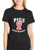 Pigs Make Me Happy Graphic T-Shirt product image 1