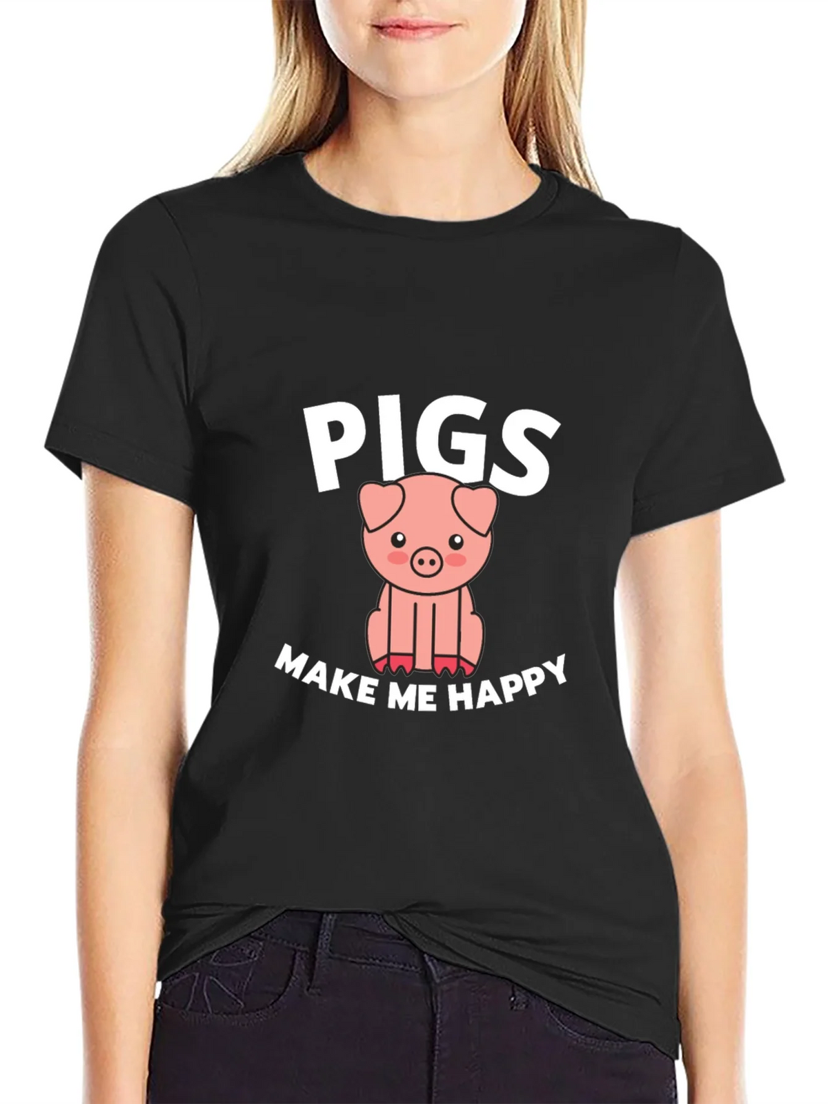 Pigs Make Me Happy Graphic T-Shirt product image 1
