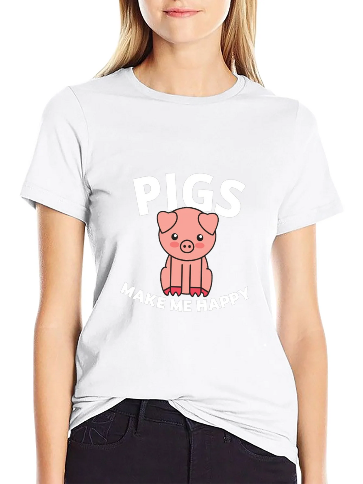 Pigs Make Me Happy Graphic T-Shirt product image 4