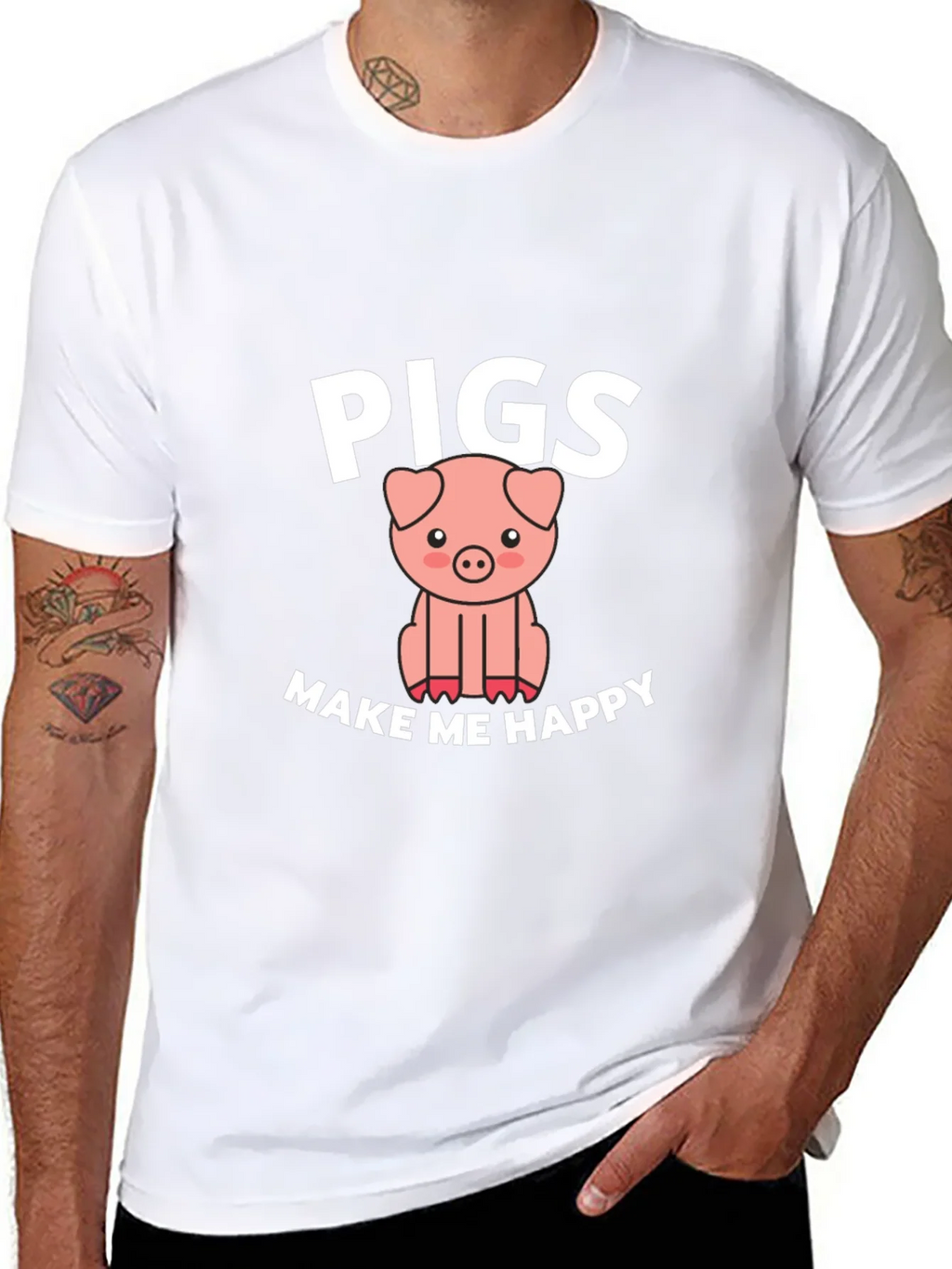 Pigs Make Me Happy Graphic T-Shirt product image 3