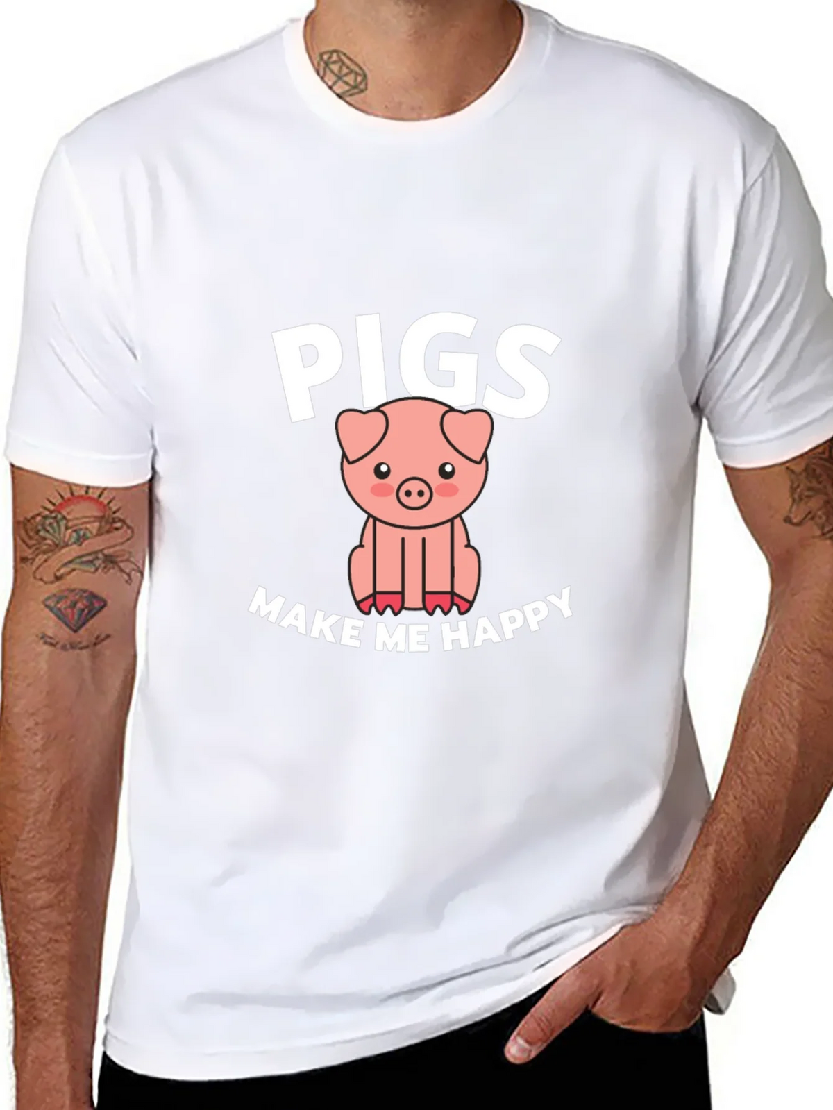 Pigs Make Me Happy Graphic T-Shirt product image 3