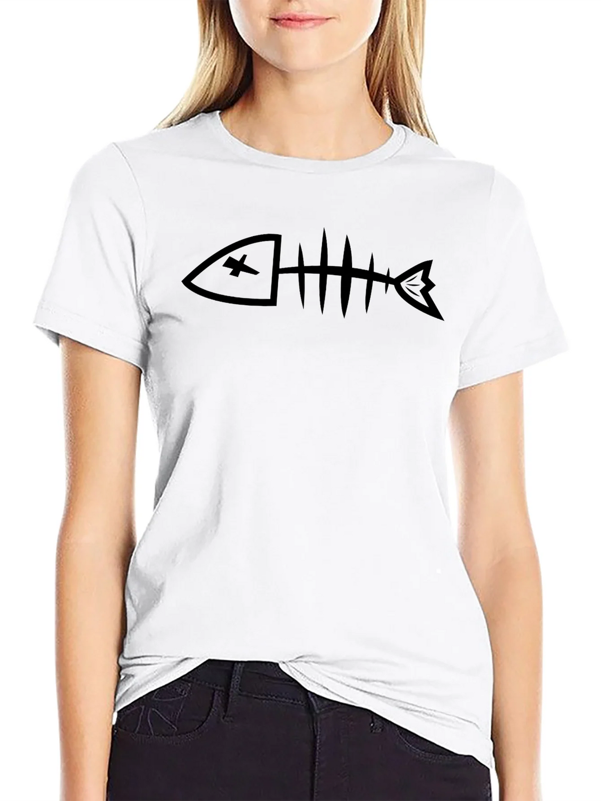 Black Fishbone Graphic Tee - Mens Casual Crew Neck product image 8