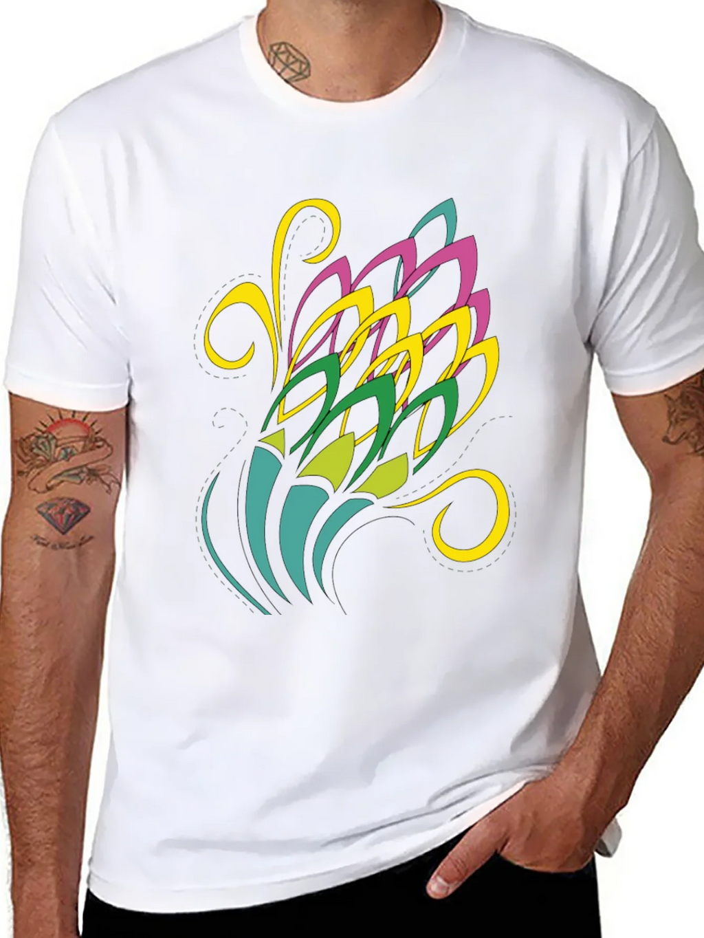Abstract Floral Graphic Black Tee product image 7