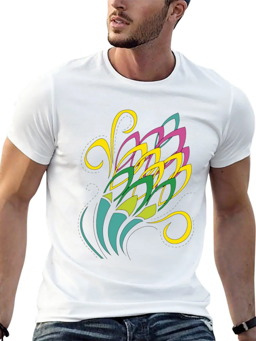 Abstract Floral Graphic Black Tee product image 12