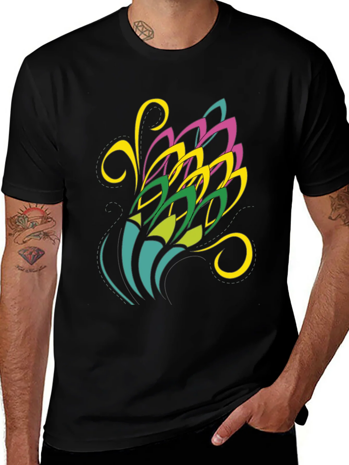 Abstract Floral Graphic Black Tee product image 1