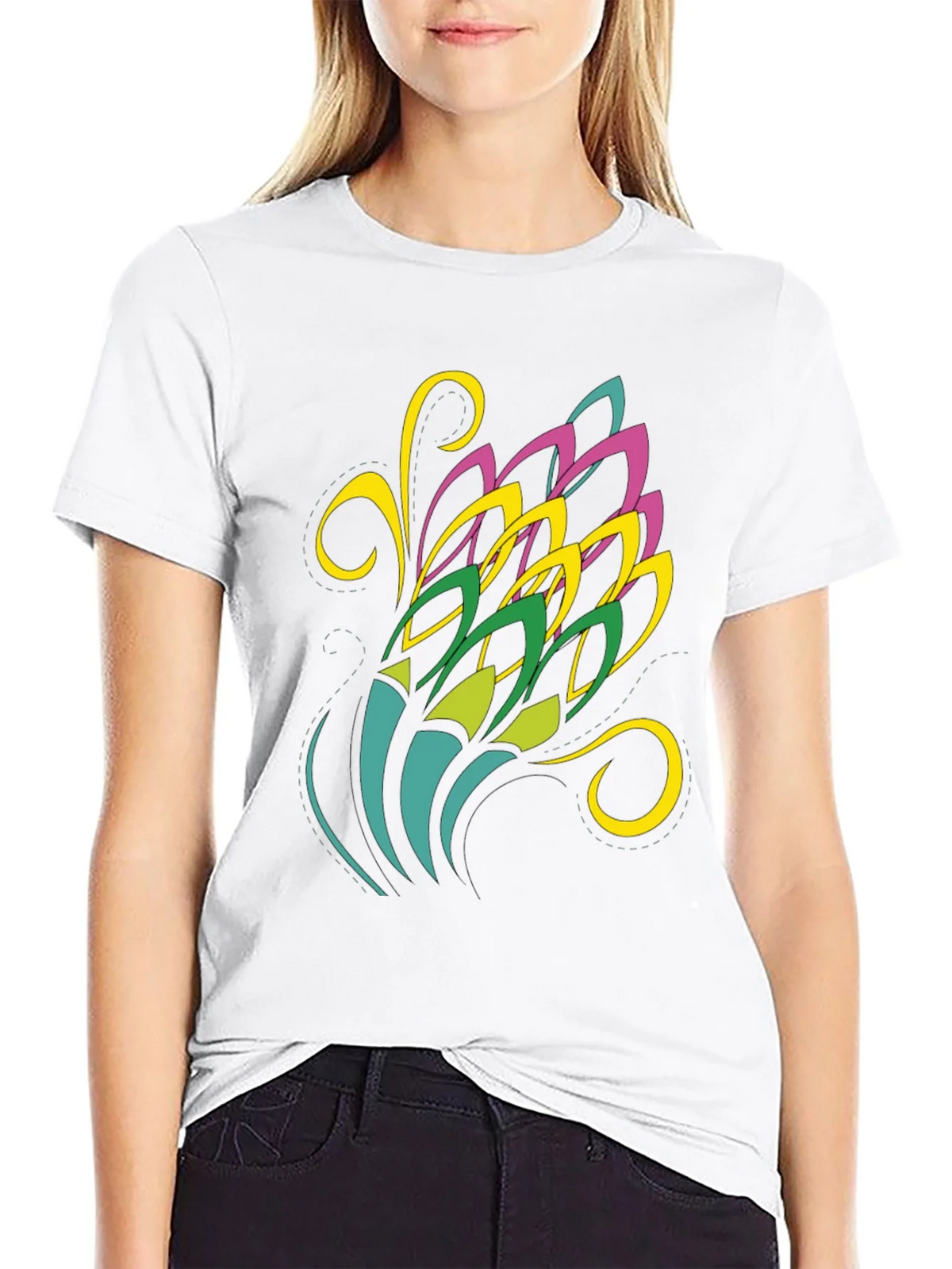 Abstract Floral Graphic Black Tee product image 8