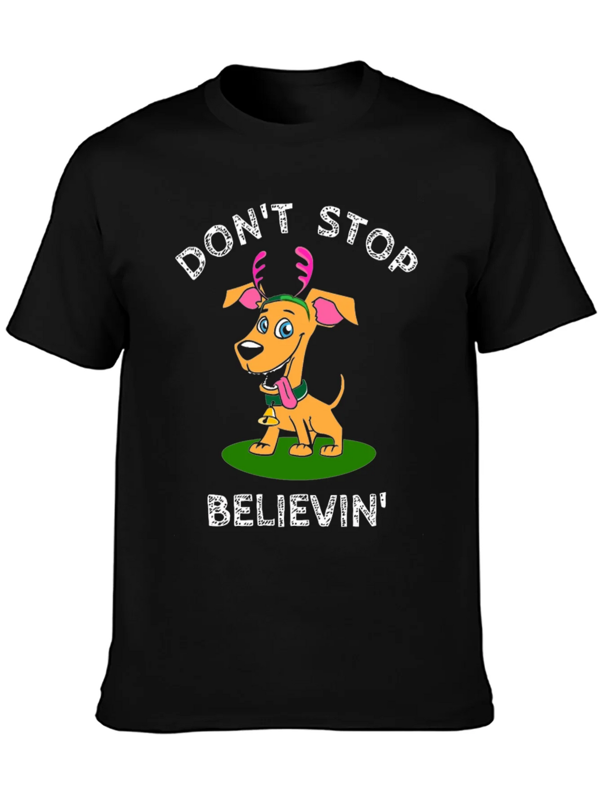 Dont Stop Believin Dog Christmas T-Shirt product image 1